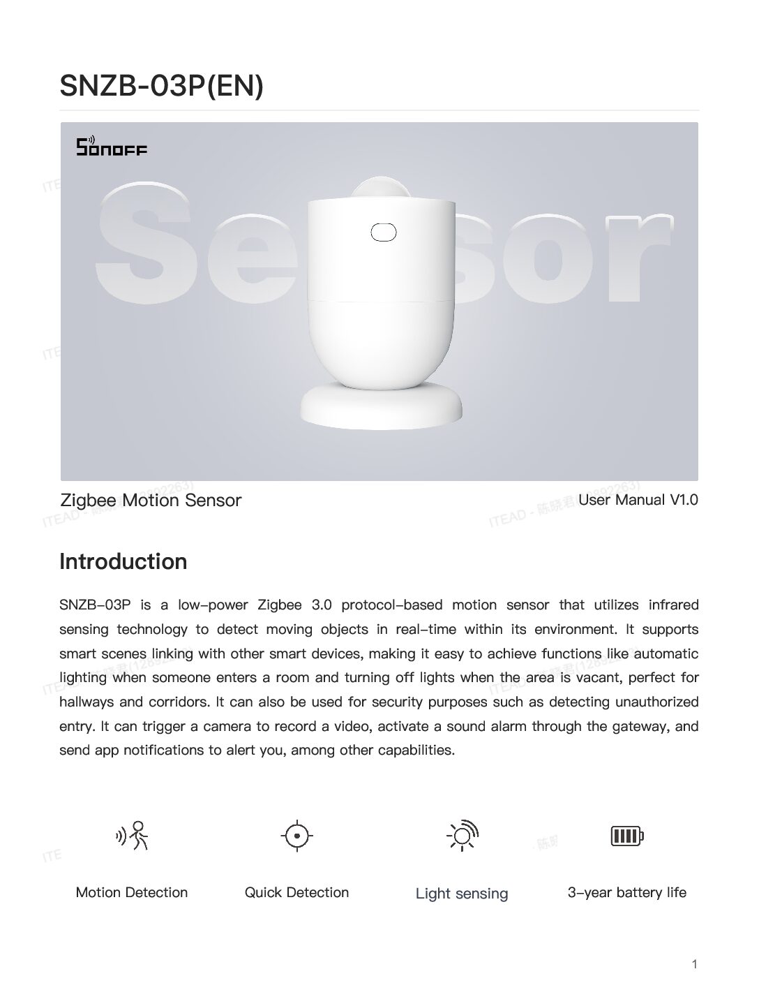 Sonoff ZigBee motion sensor SNZB-03P - Bilde 5